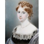 λJohn Cox Dillman Engleheart (1784-1862) Portrait miniature of a young lady, wearing a black