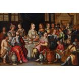 Follower of Frans Francken II The wedding feast at Cana Oil on panel 59.5 x 86cm; 23½ x 33¾in