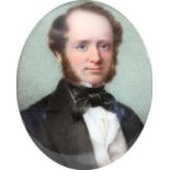 John Simpson (1811-after 1871) Portrait miniature of Richard James Lane ARA, wearing a black coat,