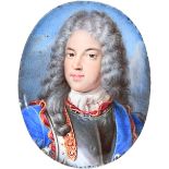 After Alexis Simon Belle Portrait miniature of James Francis Edward Stuart, the Old Pretender (