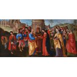 After Monaldus da Corneto The Marriage of the Virgin Oil on canvas laid on panel 30.6 x 65.5cm; 12 x