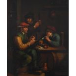 Manner of David Teniers II Peasants smoking in a tavern Oil on metal 19.4 x 16.3cm; 19¾ x 6½in