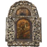 Greek Ionian Islands School Tabernacle icon of St George and the dragon