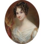 λEnglish School c.1835 Portrait miniature of Lady Maria Theresa Lister (née Lewis), wearing a