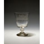 A large glass commemorative rummer c.1840, one side engraved with an array of brick kilns for