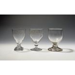 Three glass rummers late 18th/early 19th century, all with diamond point engraving, one rummer