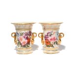 A pair of Swansea-style small vases c.1815-25, well painted probably in London with flower