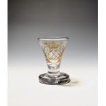A firing glass c.1760, of Masonic or other symbolic significance, the drawn trumpet bowl deeply