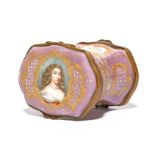 A Samson enamel double-ended box late 19th century, painted to one end with a portrait of a young