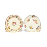 Two Nantgarw dessert dishes c.1818-20, one painted in the Sèvres manner, probably in London, with