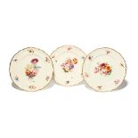Three Nantgarw plates c.1818-20, of Brace Service type, decorated in London probably at the