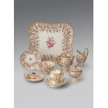 A Swansea cabaret or petit dejeuner set c.1815-17, decorated with spiralling stripes of pink roses