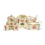 A Swansea part tea service c.1815-17, decorated in an extended Imari palette, in pattern 436, with