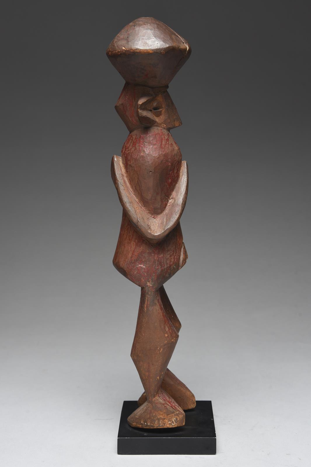 A Yaka standing female figure Nigeria with a lozenge coiffure, wide ears and grooved eyes, with - Image 5 of 5