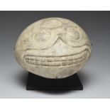 A Veracruz bowl Mexico, circa 500 - 1000 AD pottery, the exterior relief modelled as a skull with