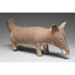A Chancay zoomorphic vessel Peru, circa 1100 - 1450 AD pottery, modelled as a fox with a small