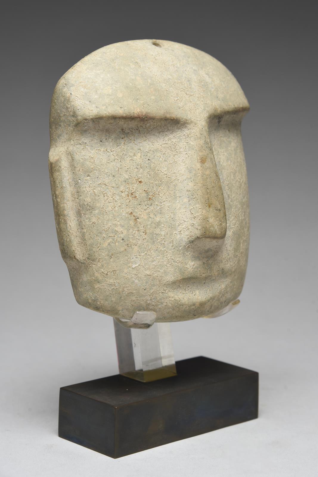 A Mezcala mask Mexico, circa 400 BC - 100 AD grey/green stone, with an overhanging brow and and - Image 6 of 6
