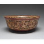 A Copador style Maya bowl Mexico, circa 600 - 900 AD terracotta and painted with thirteen seated