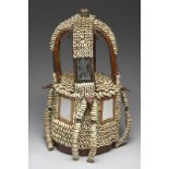 A Yoruba House of the Head shrine ile ori Nigeria leather, cowrie shells, mirrors, wood and