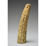 A Loango carved tusk Angola hippopotamus tusk, relief carved a serpent and three bands of