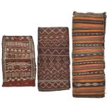 Three Berber saddle bags High Atlas Mountains, Morocco wool and cotton with an opening to one