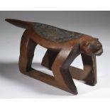 An Amazon zoomorphic priest's stool Ye'Kuana, Venezuela carved as a jaguar, the dished oval top with