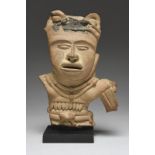 A Veracruz male fragment bust Remojados, Mexico, circa 450 - 650 AD pottery, with bitumen to the