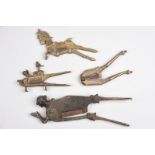 Four South Asian betel nut cutters India and Sri Lanka brass and steel, including a Tamil Nadu