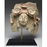 A Maya large urn fragment Mexico, circa 550 - 950 AD pottery, modelled with head of a jaguar