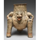 A Nicoya zoomorphic tripod vessel Guanacaste, Costa Rica, circa 1200 - 1400 AD pottery, with a