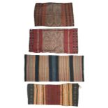 A Timor sarong Indonesia with sungkit and supplementary weft, 119cm long, two Timor ikat sarongs,