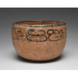 A Maya bowl Guatemala, circa 250 - 750 AD terracotta, with a light orange ground and a painted black