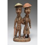 Thomas Ona. A Yoruba standing couple Nigeria both wearing hats and formal clothing with stipple