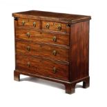 A GEORGE II MAHOGANY BACHELOR'S CHEST C.1750 the hinged fold-over top above two short and three long