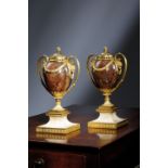 A FINE PAIR OF GEORGE III BLUE JOHN AND ORMOLU MOUNTED VASE PERFUME BURNERS BY MATTHEW BOULTON AND