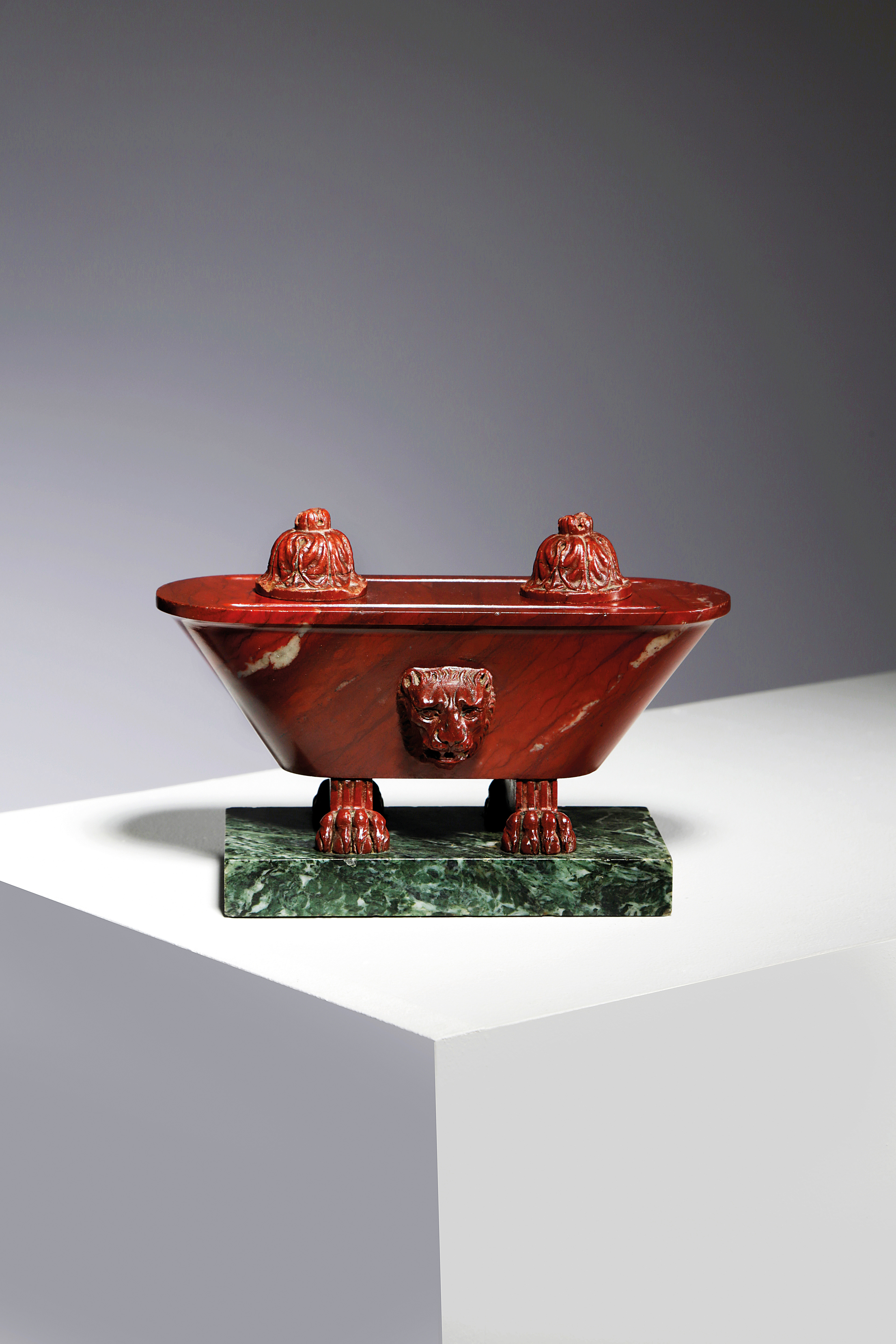AN ITALIAN ROSSO ANTICO GRAND TOUR MARBLE INKWELL AFTER THE ANTIQUE, MID-19TH CENTURY in the form of