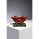 AN ITALIAN ROSSO ANTICO GRAND TOUR MARBLE INKWELL AFTER THE ANTIQUE, MID-19TH CENTURY in the form of