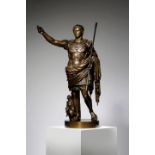 AN ITALIAN BRONZE GRAND TOUR FIGURE OF THE AUGUSTUS OF PRIMA PORTA AFTER THE ANTIQUE, CAST BY