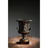 A FRENCH BRONZE MODEL OF THE BORGHESE VASE AFTER THE ANTIQUE, LATE 19TH CENTURY cast with a frieze