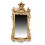 AN EARLY GEORGE III GILTWOOD MIRROR CHIPPENDALE PERIOD, C.1760 the plate, probably later, inside a