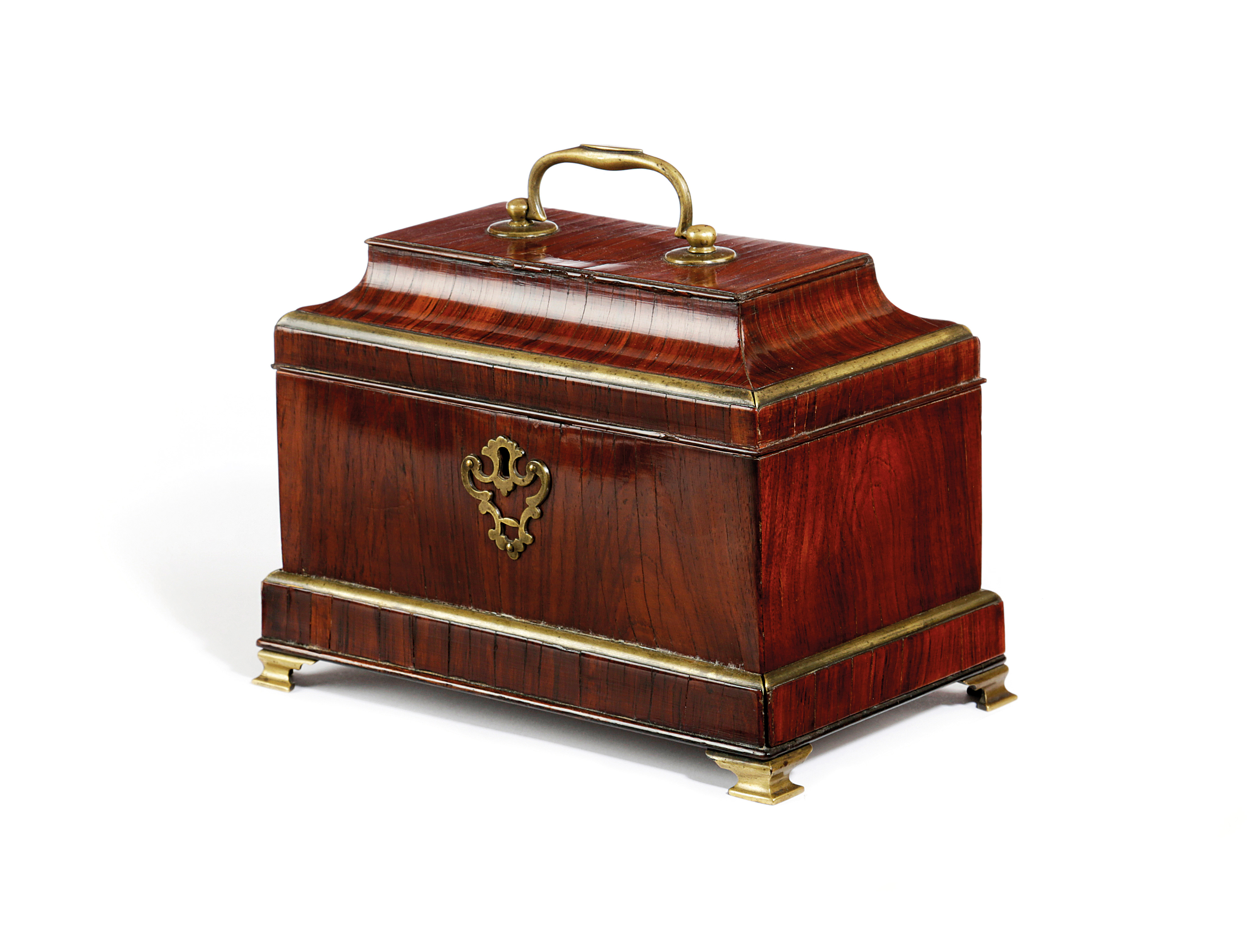 A GERMAN KINGWOOD AND BRASS MOUNTED TEA CHEST ATTRIBUTED TO ABRAHAM ROENTGEN, C.1750-60 the