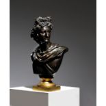 AN ITALIAN BRONZE GRAND TOUR BUST OF THE APOLLO BELVEDERE LATE 19TH CENTURY with dark brown