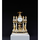 A FRENCH DIRECTOIRE ORMOLU AND CARRARA MARBLE PORTICO MANTEL CLOCK BY LEPINE, C.1790-1800 the