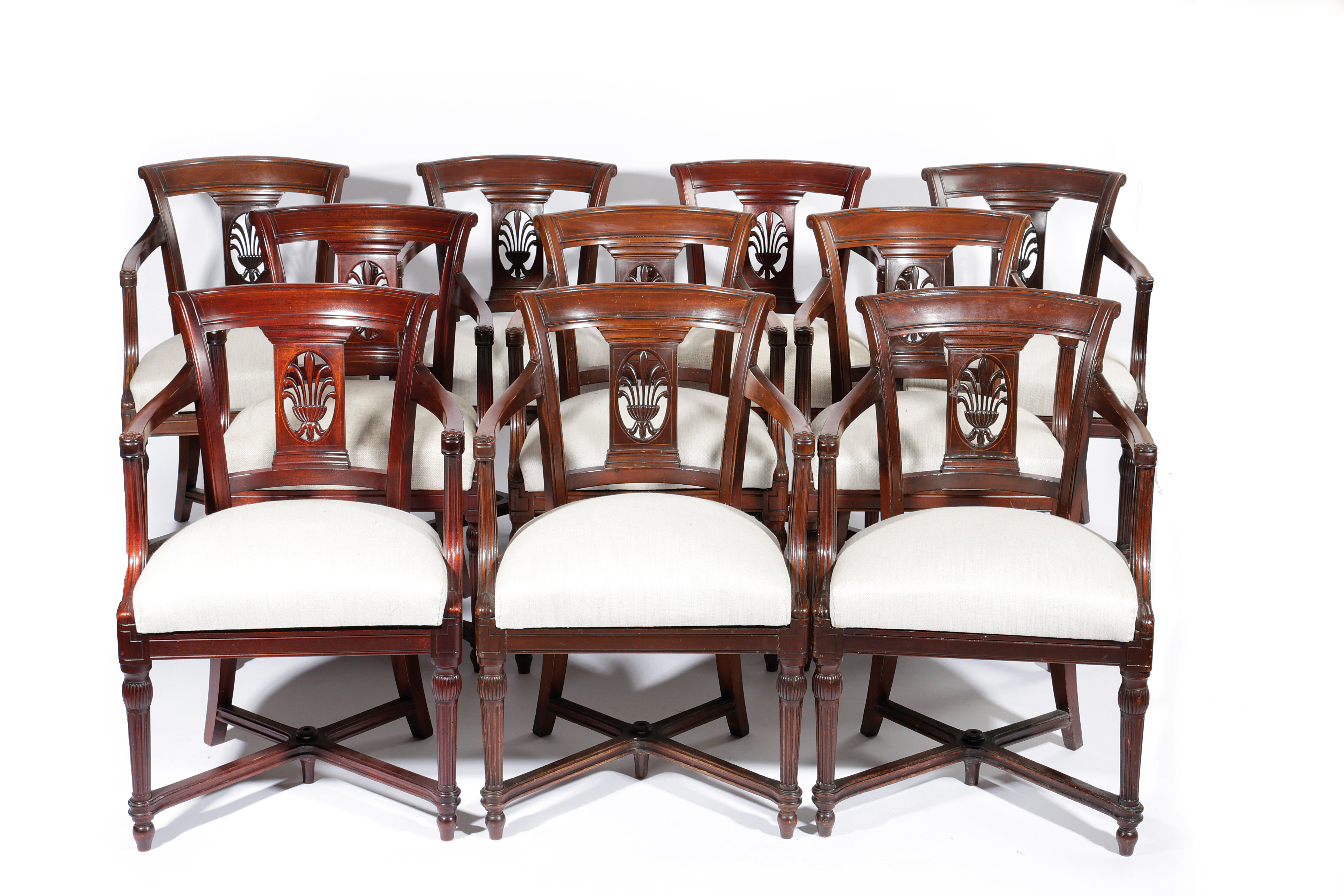 TWELVE MAHOGANY DINING CHAIRS FROM 'RMS MAJESTIC' EARLY 20TH CENTURY AND LATER from either the First