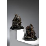 A PAIR OF FRENCH BRONZE FIGURES OF COLUMBUS AND GALILEO LATE 19TH CENTURY Columbus seated on a