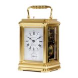 A RARE FRENCH GILT BRASS KEYLESS CARRIAGE CLOCK BY LE ROY & FILS, LATE 19TH / EARLY 20TH CENTURY the