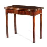 AN EARLY GEORGE III MAHOGANY SERPENTINE CARD TABLE C.1760 the fold-over top with a moulded edge