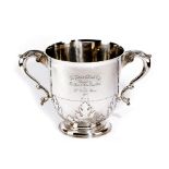 A LARGE EDWARDIAN SILVER TWO-HANDLED TROPHY CUP BY CHARLES TOWNLEY AND JOHN THOMAS, LONDON, 1904