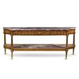 A FRENCH LOUIS XVI MAHOGANY AND ORMOLU MOUNTED CONSOLE DESSERTE IN THE MANNER OF ADAM WEISWEILER,