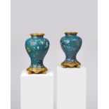 A PAIR OF CHINESE CLOISONNE ENAMEL VASES QING DYNASTY, EARLY 19TH CENTURY each with French ormolu